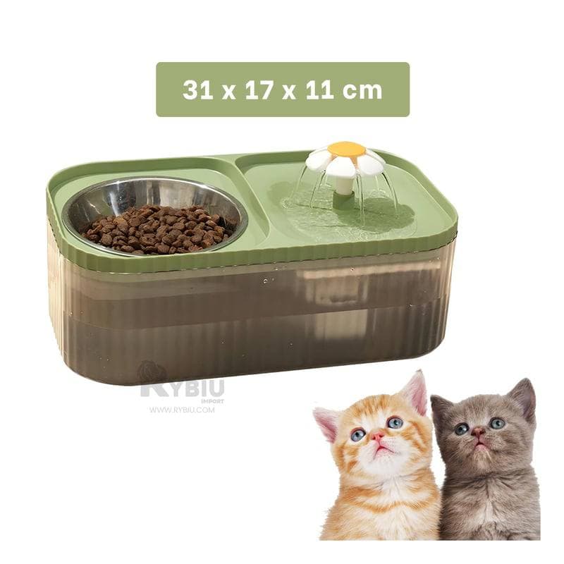 Fuente de agua para gatos comedero 2 en1